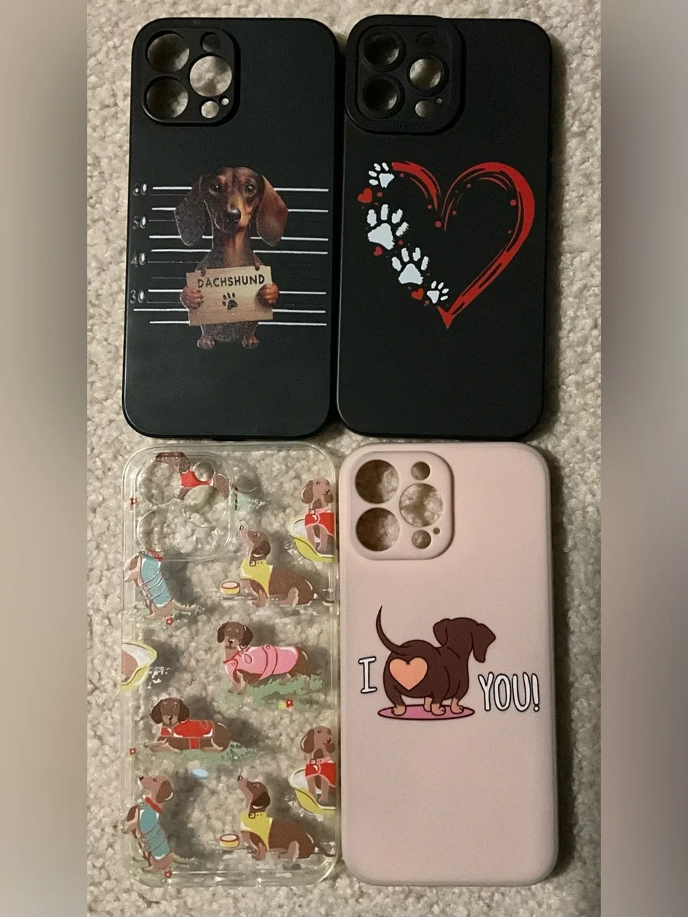 Apple iPhone Cases Dachshund Dog Designs Black Pink Clear